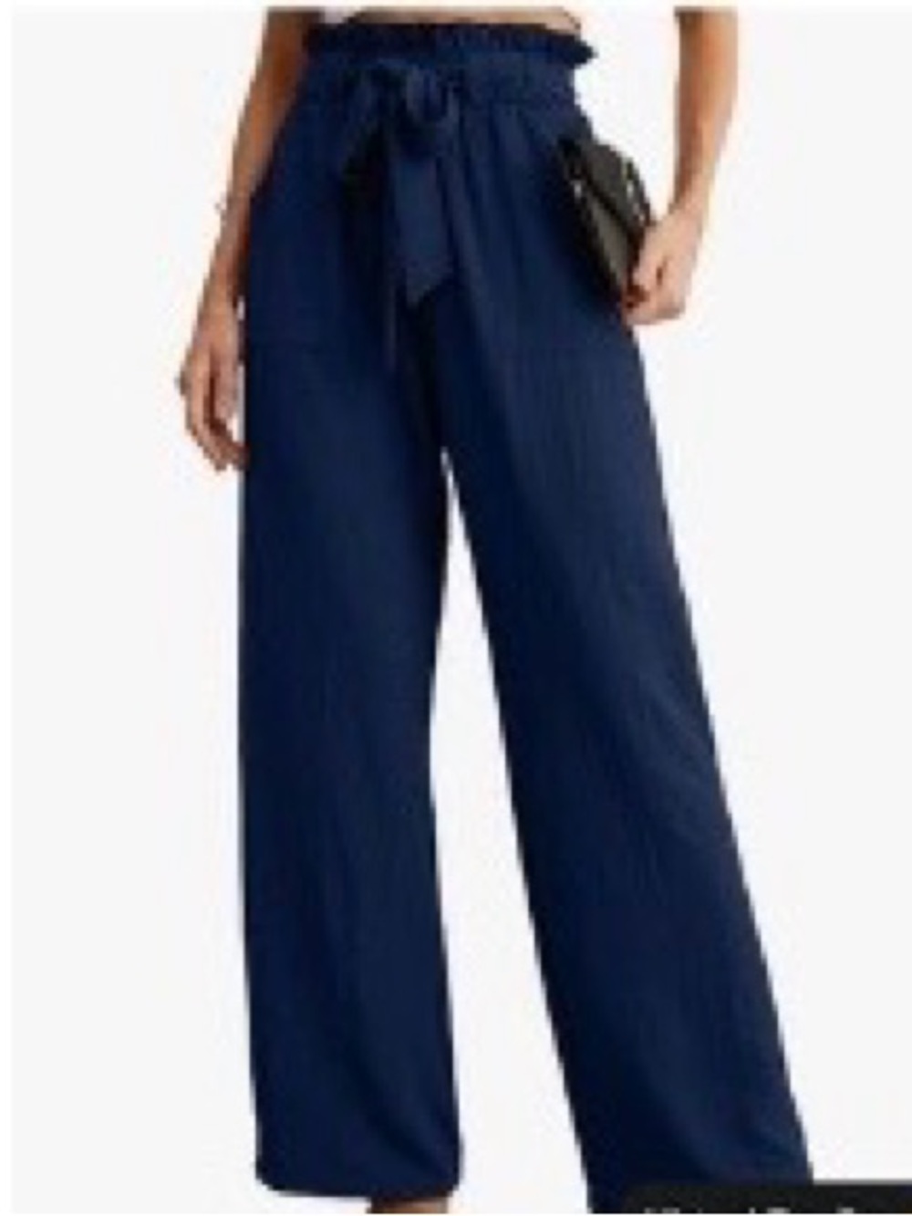 Iwollence Women’s High Rise Tie-Waist Wide Leg Navy Blue Pants